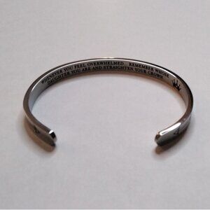 Sunflower Straighten Your Crown Inspirational Cuff Bracelet Silver